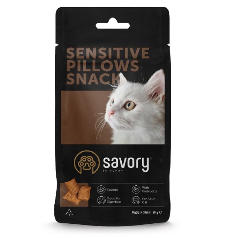 Лакомство для котов с чувствительным пищеварением Savory Cats Snacks Pillows Sensitive 60 г (21328)