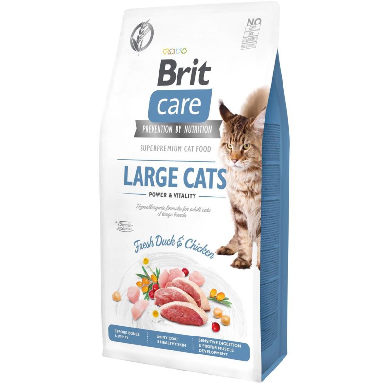 Brit Care GF Large Cats Power Vitality 7 кг сухий корм для котів з качкою