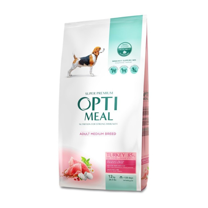 Optimeal Medium Dog 12 кг сухий корм для собак середніх порід з індичкою