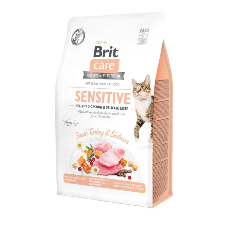 Brit Care Cat Grain Free Sensitive 7 кг сухий корм для кішок з індичкою та лососем