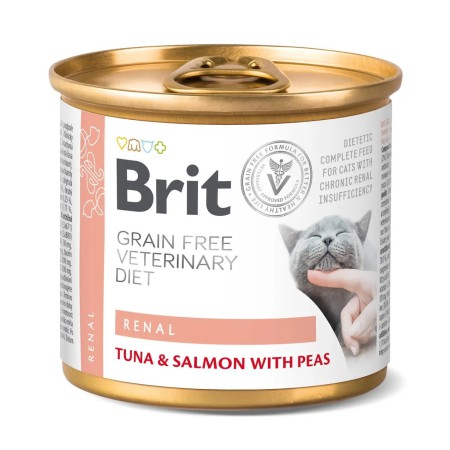 Brit VD Renal Cat Cans 200 г для кішок при нирковій недостатності з тунцем, лососем та горохом