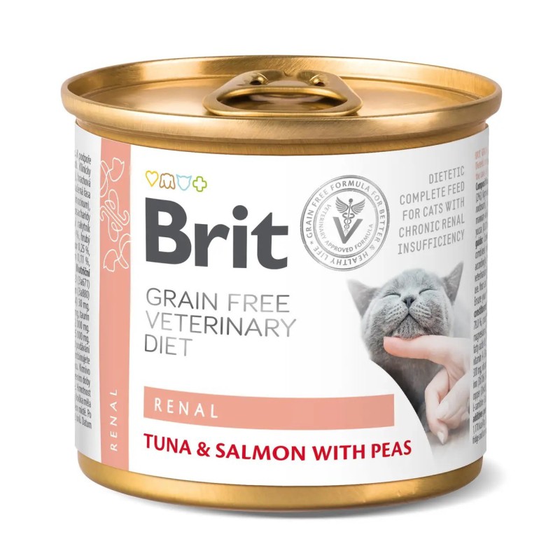 Brit VD Renal Cat Cans 200 г для кішок при нирковій недостатності з тунцем, лососем та горохом