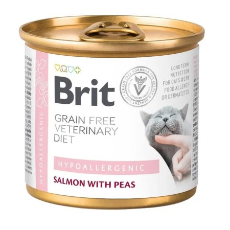 Brit VD Hypoallergenic Cat Cans 200 г для кішок з лососем та горохом