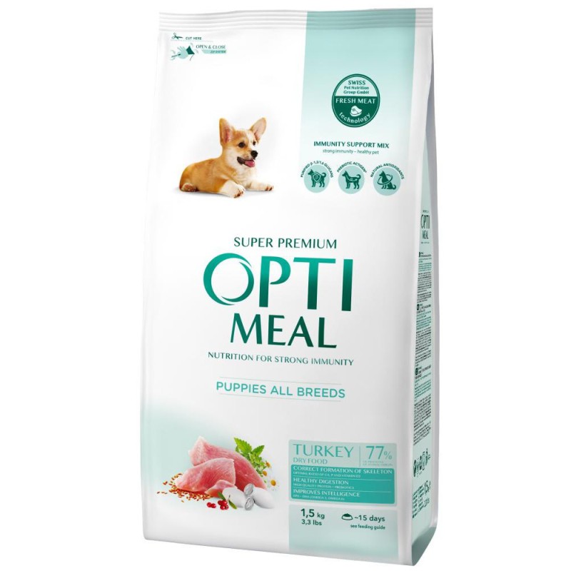 Optimeal Puppies 1.5 кг сухий корм для щенят з індичкою