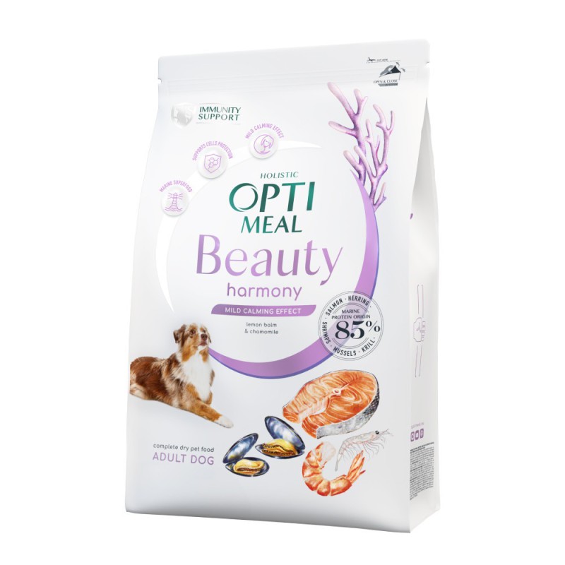 Optimeal Dog Beauty Harmony 4 кг сухий корм для собак заспокійливий ефект із морепродуктів