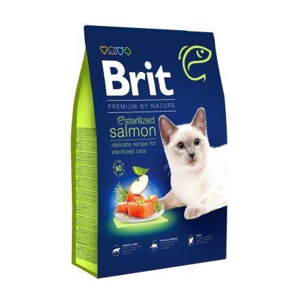 Brit Premium Sterilised Salmon для стерилизованных кошек с лососем 8 кг