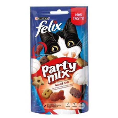 Ласощі Felix Party Mix Mixed Grill для кішок куряча яловичина лосось 80г