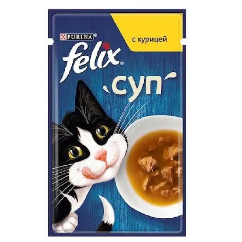 Вологий корм для кішок Felix Soup, з куркою, 30*48 г