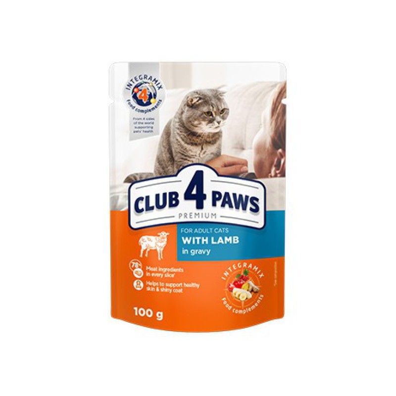 Клуб 4 Лапы Premium Lamb 24х100 г с ягненком в соусе для кошек
