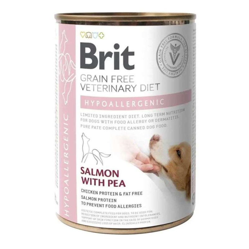 Brit VD Hypoallergenic Cans 400 г для собак з лососем та горохом