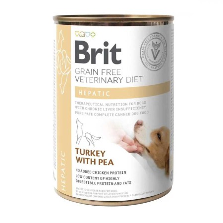 Brit VD Hepatic Cans 400 г для собак при хронічній печінковій недостатності, з індичкою та горохом