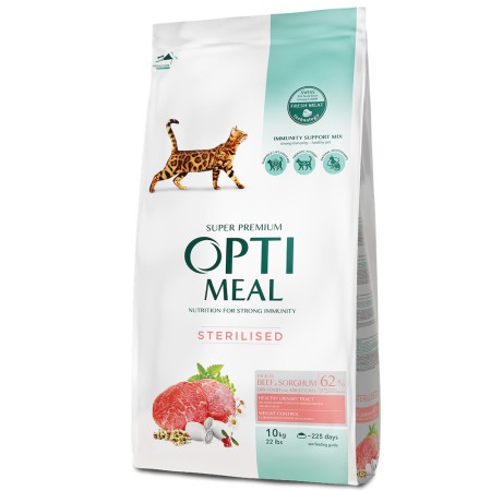 Optimeal Sterilised Beef Sorghum 10 кг сухий корм для стерилізованих кішок з яловичиною