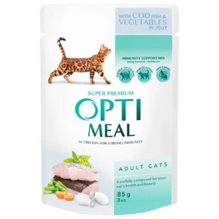 Optimeal Cod Fish Vegetable з тріскою в желе для котів 12х85 г