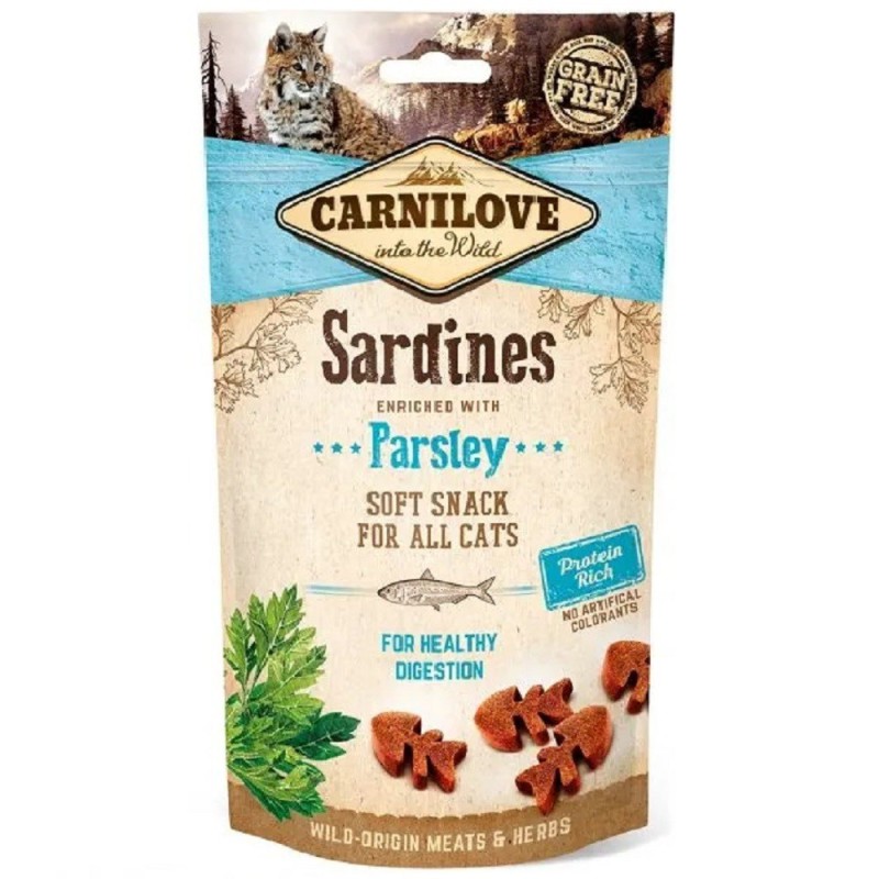 Ласощі для кішок Carnilove Cat Semi Moist Snack, сардина та петрушка 50 г (111377)
