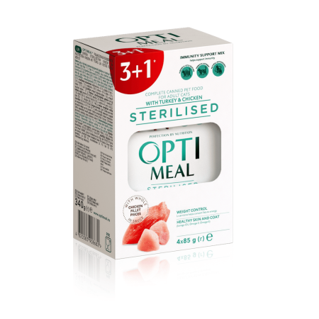 Optimeal Sterilised Turkey для стерилізованих кішок з індичкою набір (3+1) 340 г