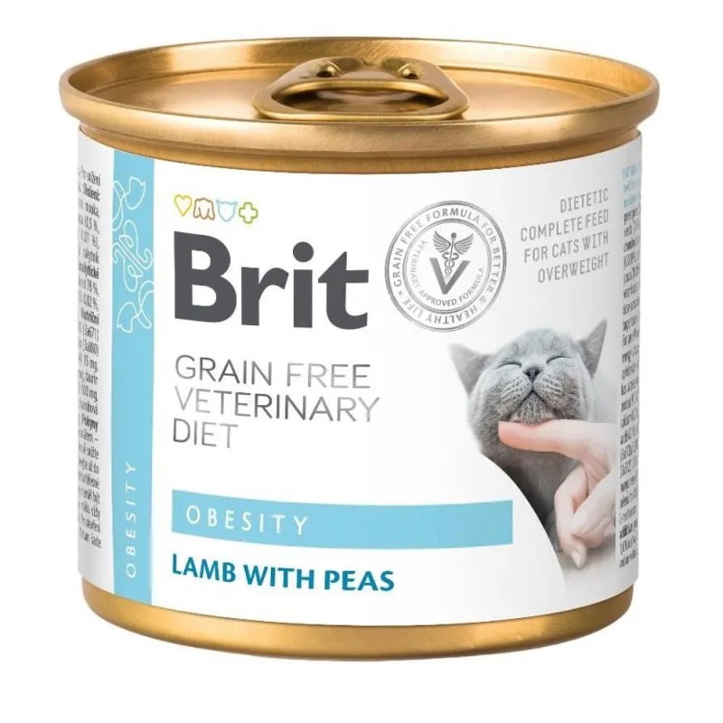 Brit VD Obesity Cat Cans 200 г для кішок з ягням та горохом