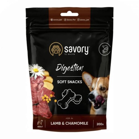 Лакомства Savory Dog Digestion Soft Snack с ягненком и ромашкой для собак 200 г (31348)
