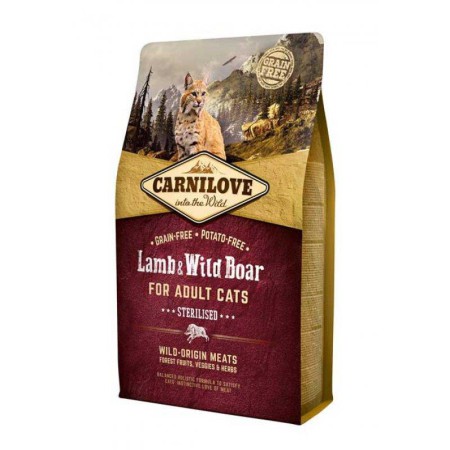 Carnilove Lamb Wild Boar Sterilised для стерилізованих кішок з ягням та кабаном 2 кг