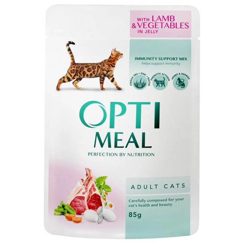 Optimeal Lamb Vegetables з ягням в желе для котів 12х85 г
