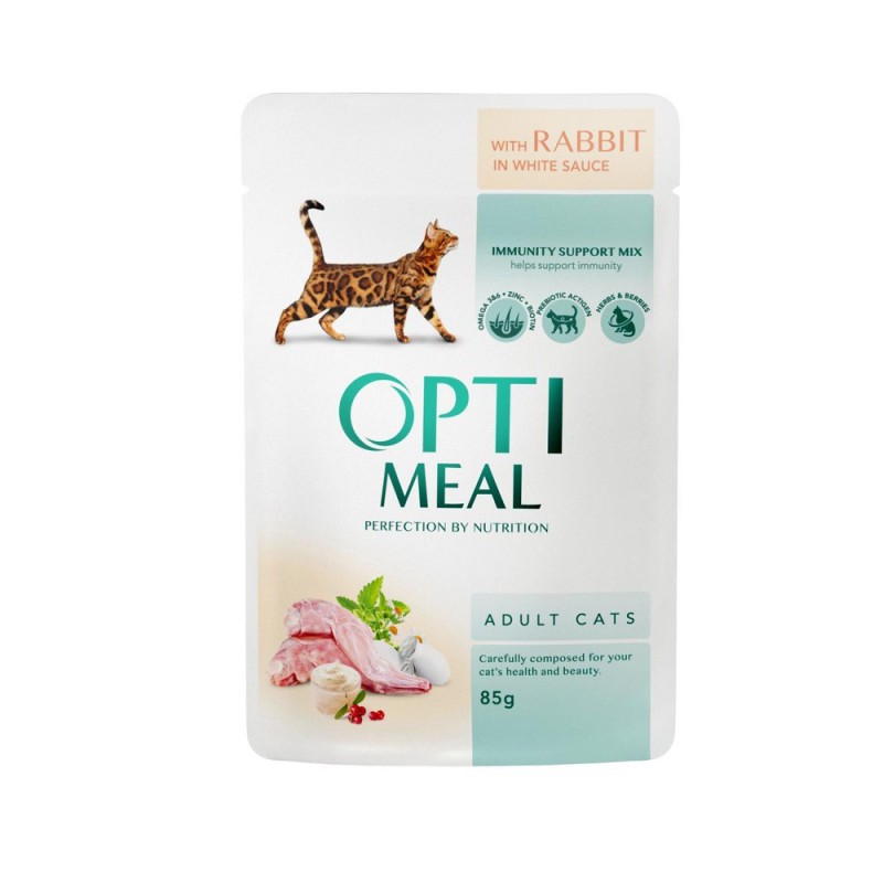 Optimeal Rabbit in White с кроликом в белом соусе для кошек 12х85 г