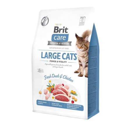 Brit Care GF Large Cats Power Vitality 2 кг сухой корм для кошек с уткой