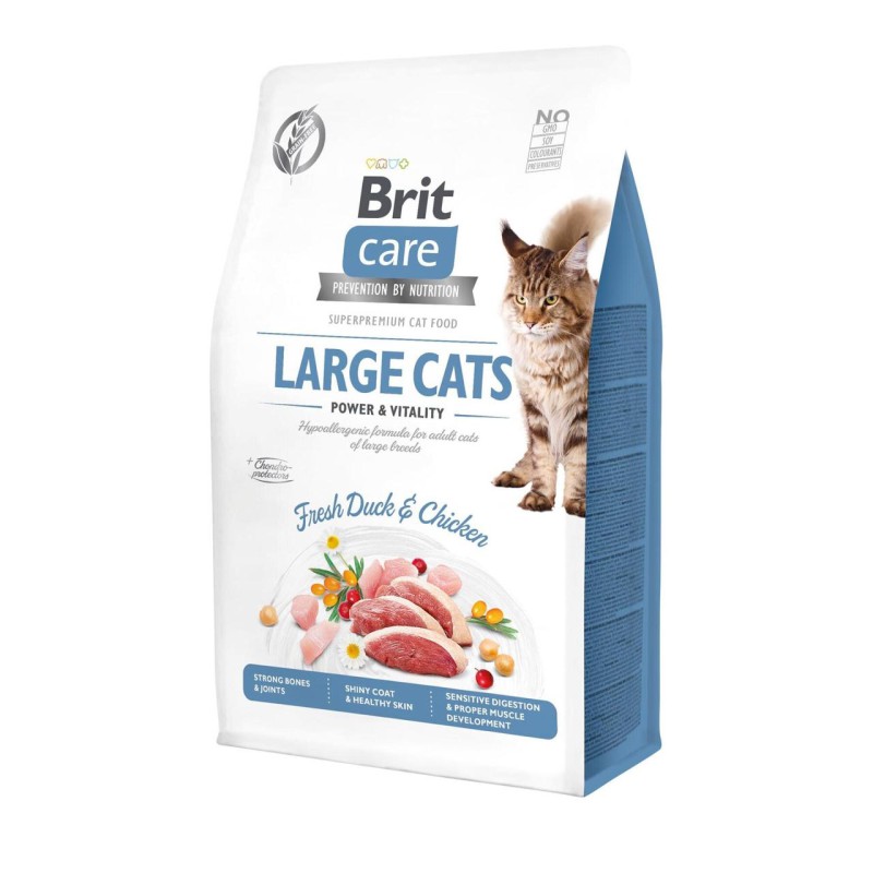 Brit Care GF Large Cats Power Vitality 2 кг сухий корм для котів з качкою