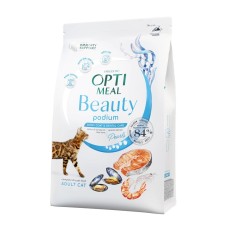 Optimeal Cat Beauty Podium 1.5 кг сухой корм шерсть и уход за зубами для кошек из морепродуктов