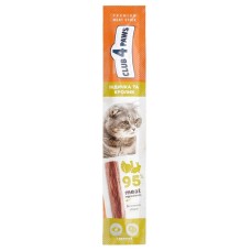 Клуб 4 Лапы Premium Мясная палочка с индейкой и кроликом для кошек 10х5 г