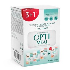 Optimeal Adult Cats Multi Taste №4 для кошек ассорти набор (3+1) 340 г
