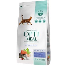 Optimeal Cat Adult Sterilised Salmon 10 кг сухой корм для стерилизованных кошек с лососем