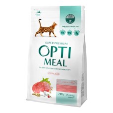 Optimeal Sterilised Beef Sorghum 700 г сухой корм для стерилизованных кошек с говядиной