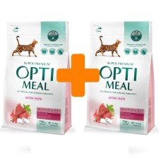 Акция Optimeal High in Veal 700г+700г сухой корм для кошек с телятиной