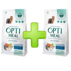 Акция Optimeal Mini Adult Salmon 700 г +700г сухой корм для собак миниатюрных пород с лососем
