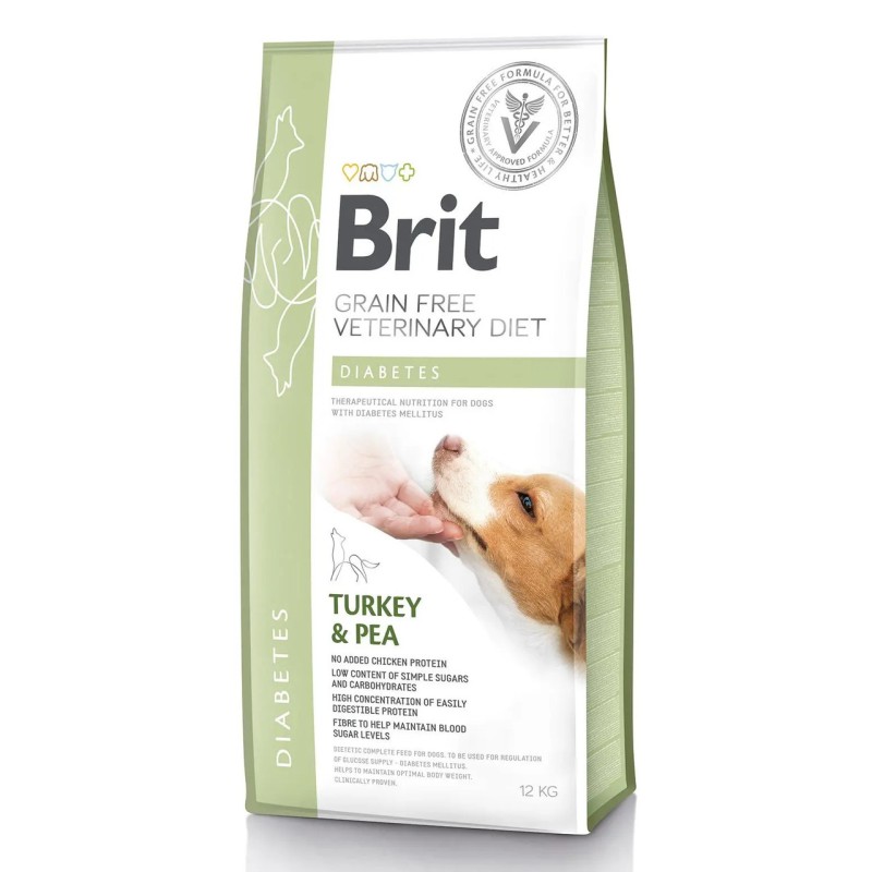 Brit VD Dog Diabets 12 кг сухий корм для собак з цукровим діабетом, індичкою та горохом