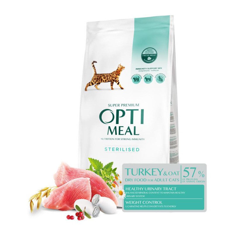 Optimeal Sterilised Turkey 10 кг сухий корм для стерилізованих кішок з індичкою