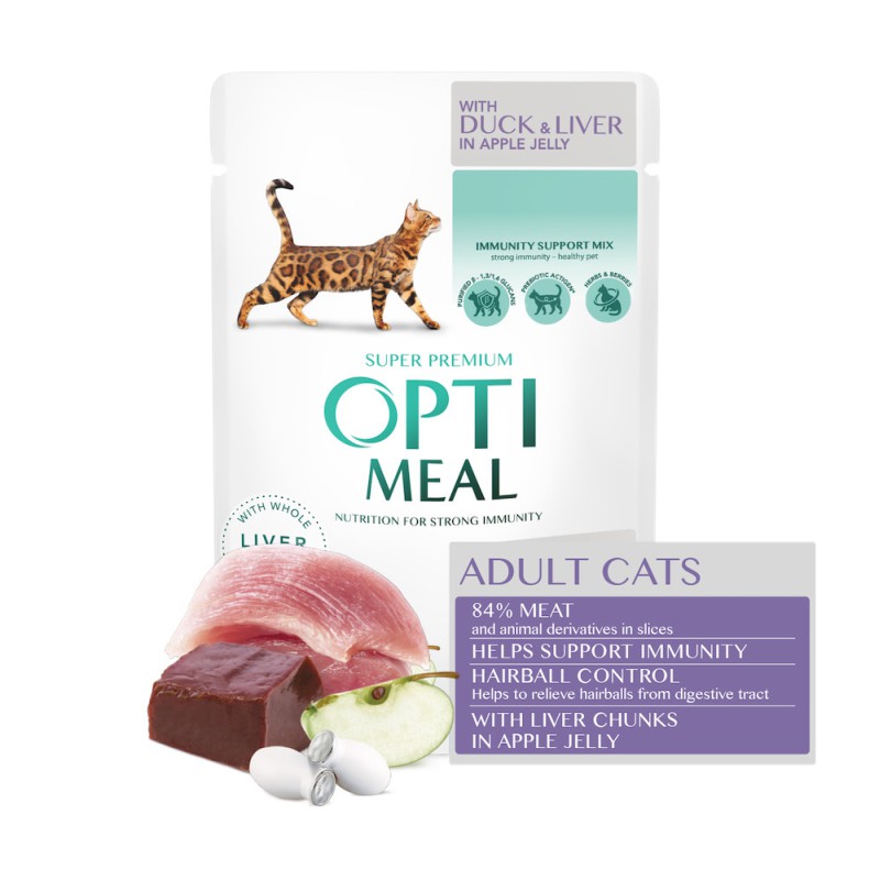 Optimeal Hairball Control Duck Liver для кошек с уткой 12х85 г