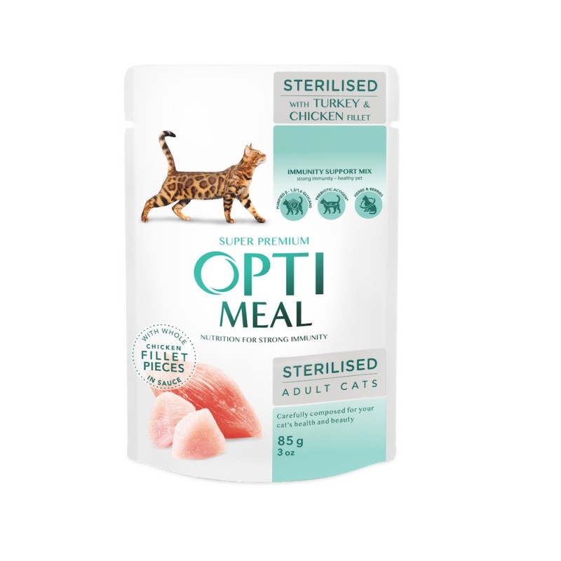Optimeal Sterilised Turkey з індичкою для стерилізованих кішок 12х85 г