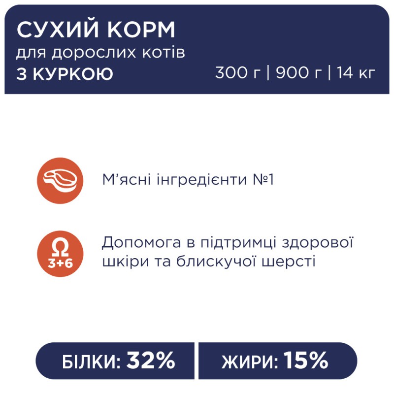 Клуб 4 Лапи Premium Chicken 14 кг сухий корм для кішок з куркою