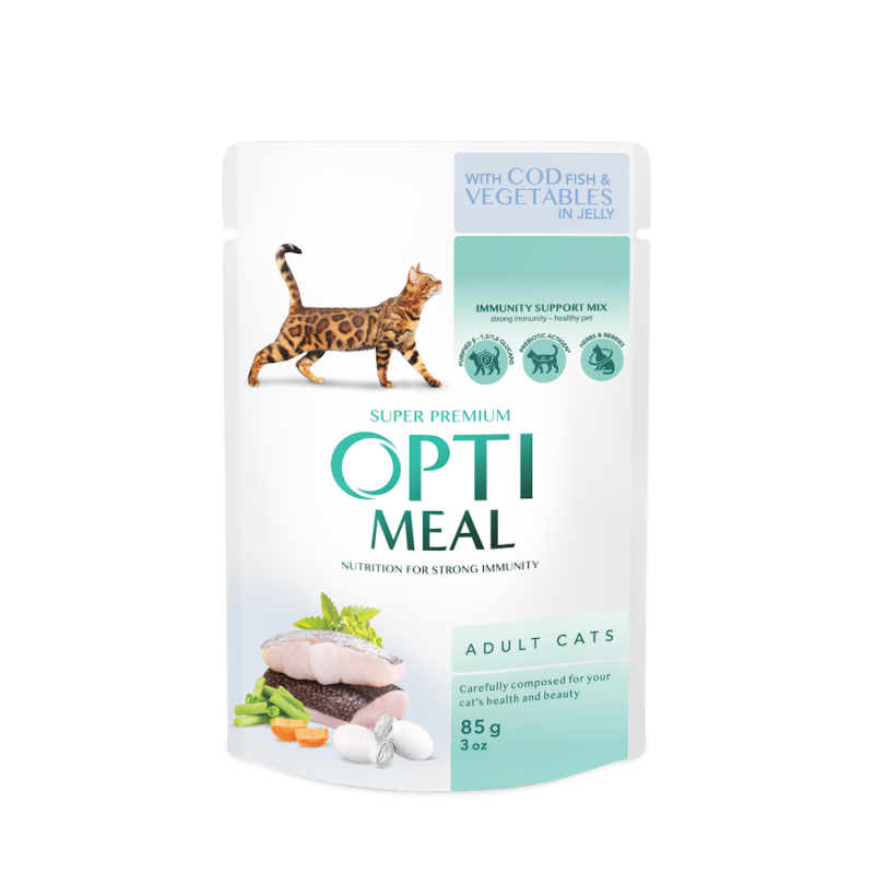 Optimeal Cod Fish Vegetablе для кішок з тріскою набір (3+1) 340 г