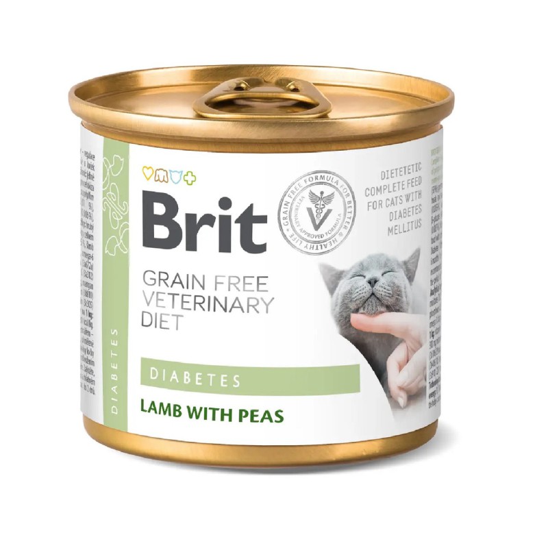 Brit VD Diabetes Cat Cans 200 г для кішок з ягням та горохом