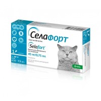 KRKA Селафорт Капли от блох, клещей и гельминтов для кошек 1 пипетка (2,6-7,5 кг)