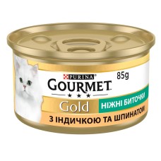 Gourmet Gold Нежные биточки для кошек с индейкой и шпинатом 24x85 г