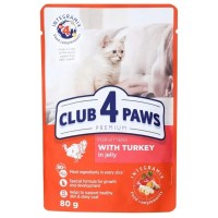 Клуб 4 Лапы Premium Kitten Turkey с индейкой в желе для котят 24х80 г