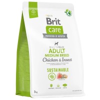 Brit Care Dog Sustainable Adult Medium Breed Chicken с курицей и насекомыми 3 кг