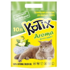 Наполнитель силикагелевый Kotix (Котикс) Green Apple для кошачьего туалета 10 л