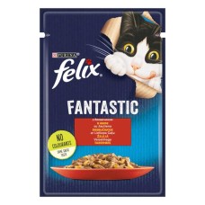 Влажный корм для кошек Felix Fantastic с говядиной в желе 26*85 г