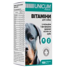 Вітаміни Unicum Premium для зубів та кісток для собак, 100 таблеток, 100 г (UN-014)