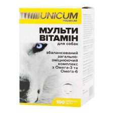 Вітаміни Unicum Premium для собак мультивітаміни, 100 таблеток, 100 г (UN-016)