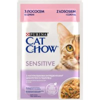 Вологий корм для кішок Cat Chow Sensetive з лососем та цукіні 26х85 г