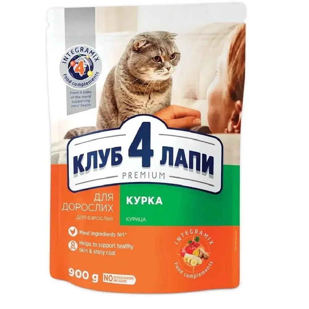 Клуб 4 Лапи Premium Chicken 900 г сухий корм для кішок з куркою